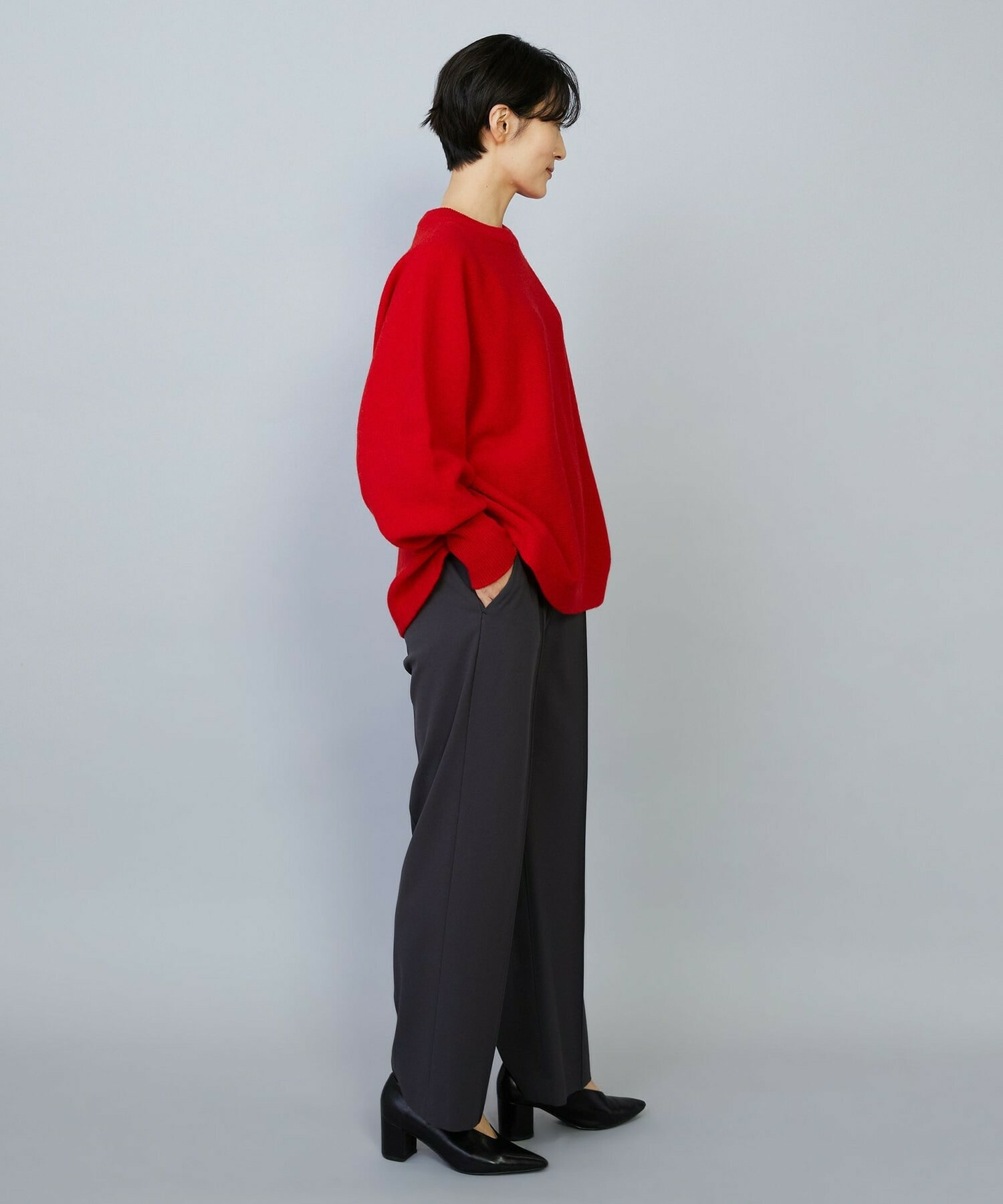 【MOGA】【Lサイズ】バッグブラッシュストレッチストレートパンツ 詳細画像 ブラック 18