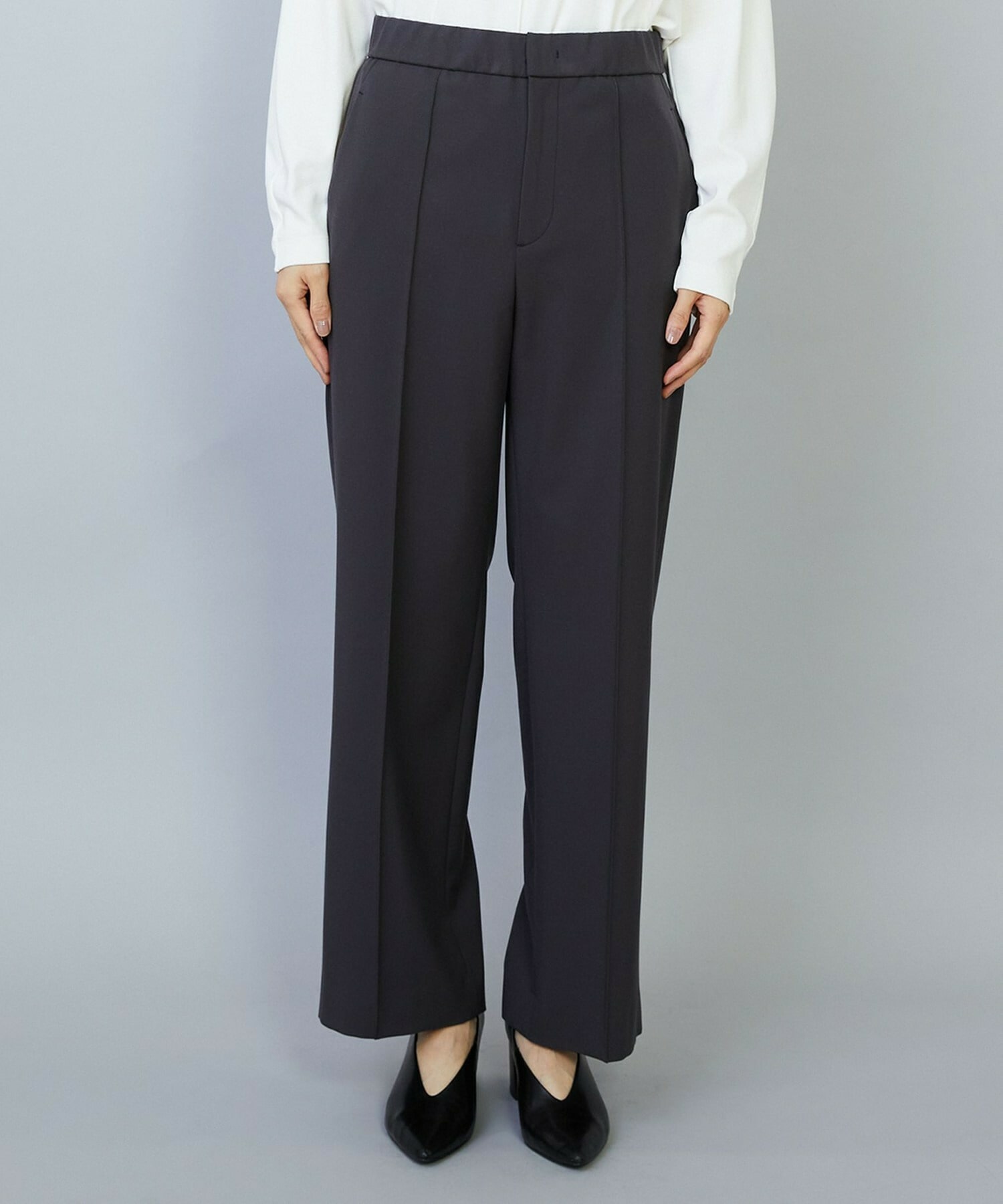 【MOGA】【Lサイズ】バッグブラッシュストレッチストレートパンツ 詳細画像 ブラック 19