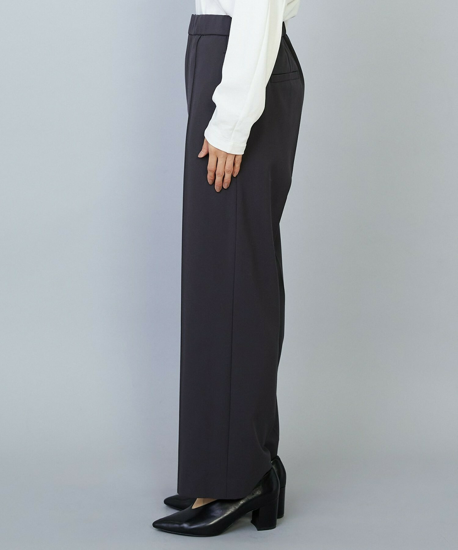 【MOGA】【Lサイズ】バッグブラッシュストレッチストレートパンツ 詳細画像 ブラック 20