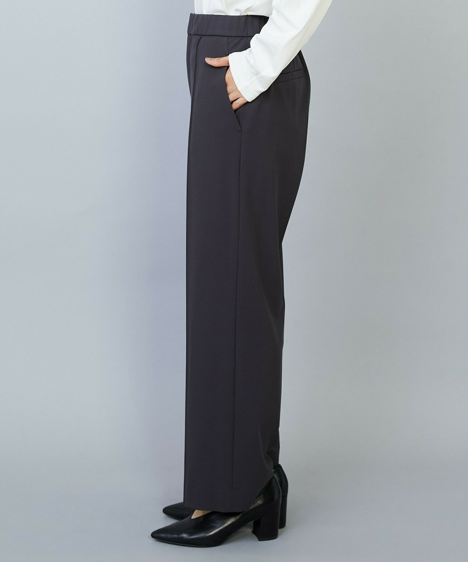 【MOGA】【Lサイズ】バッグブラッシュストレッチストレートパンツ 詳細画像 ブラック 21