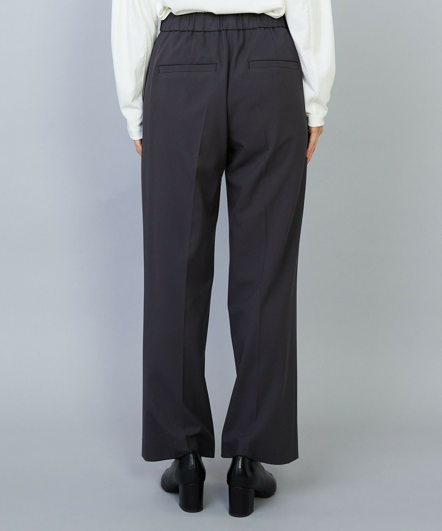 【MOGA】【Lサイズ】バッグブラッシュストレッチストレートパンツ 詳細画像 ブラック 22