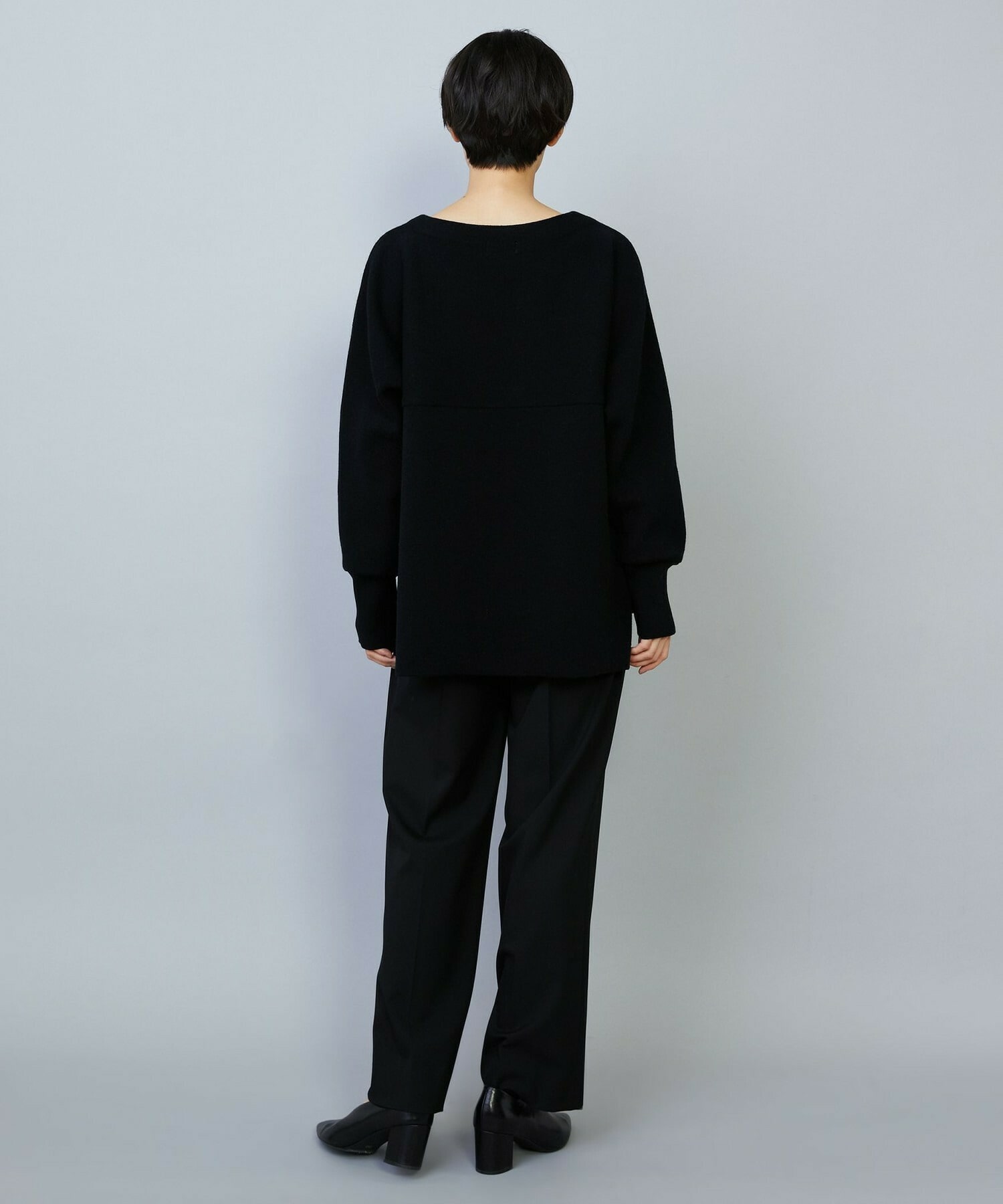 【MOGA】【Lサイズ】バッグブラッシュストレッチストレートパンツ 詳細画像 ブラック 3