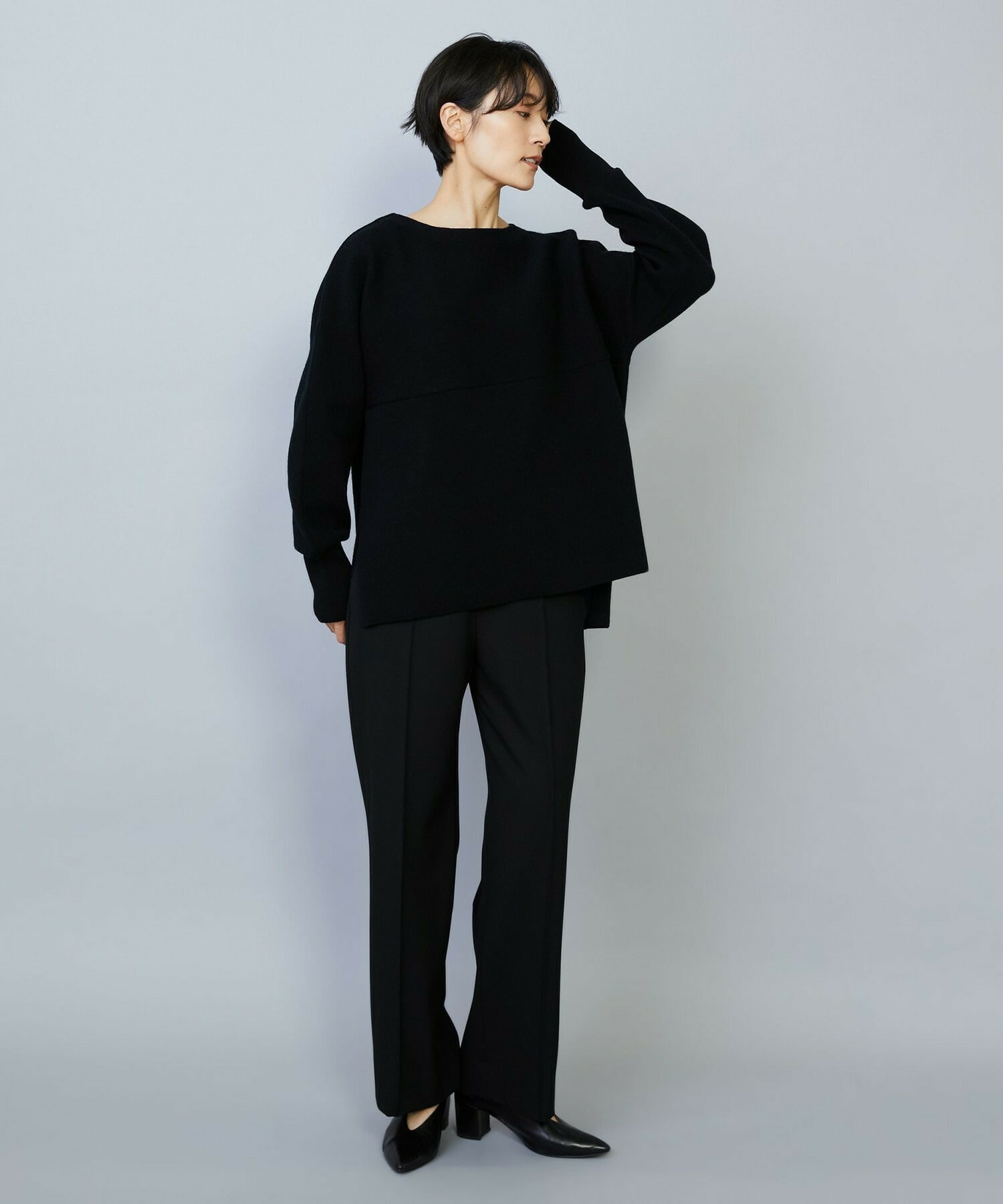 【MOGA】【Lサイズ】バッグブラッシュストレッチストレートパンツ 詳細画像 ブラック 5