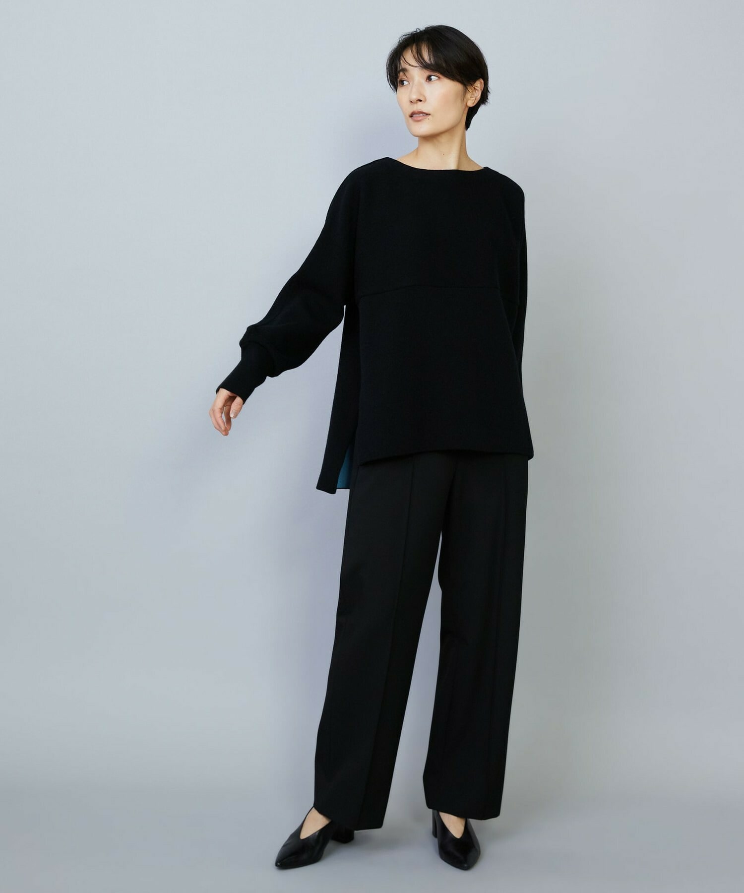 【MOGA】【Lサイズ】バッグブラッシュストレッチストレートパンツ 詳細画像 ブラック 7