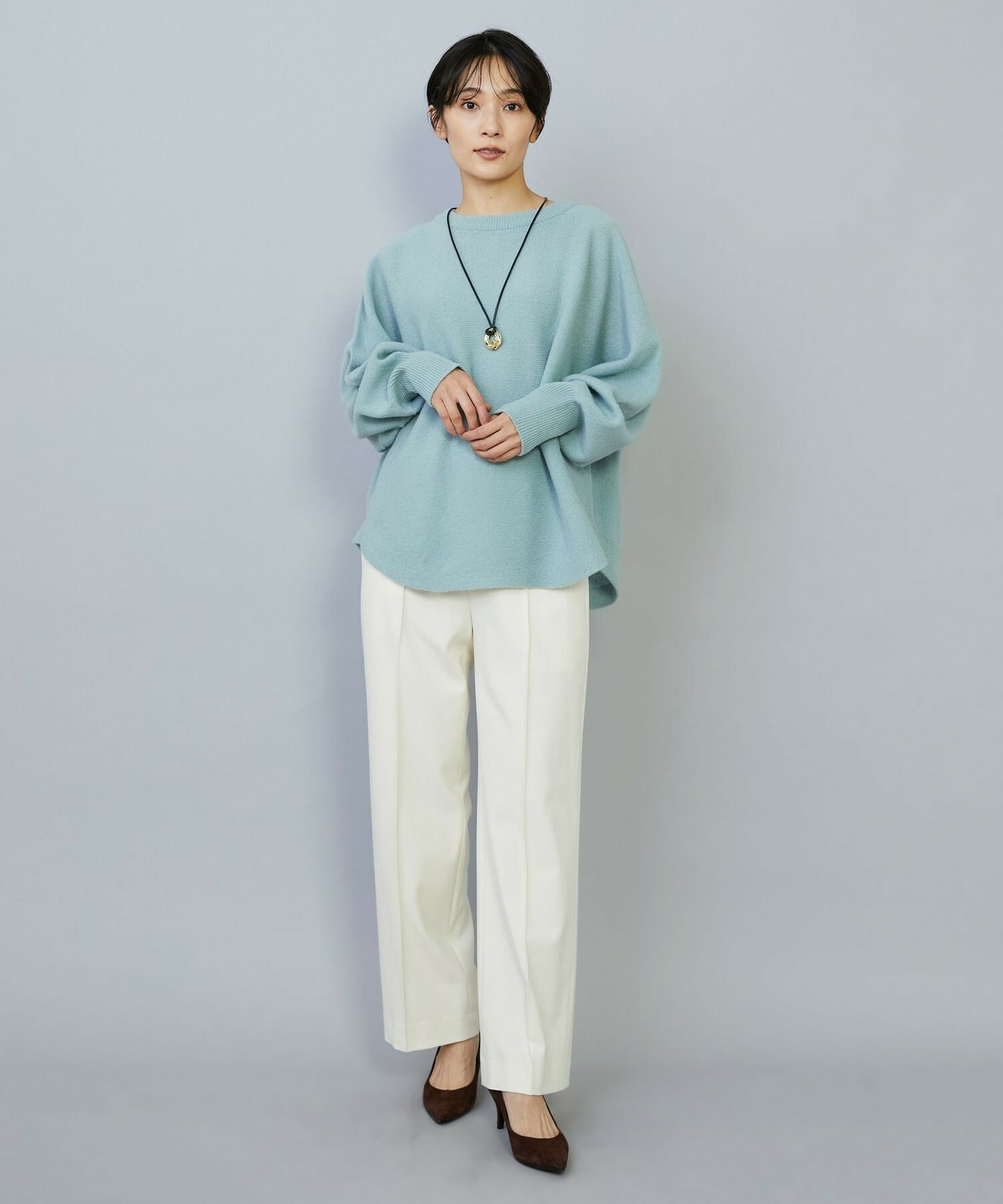 【MOGA】【Lサイズ】バッグブラッシュストレッチストレートパンツ 詳細画像 ブラック 8