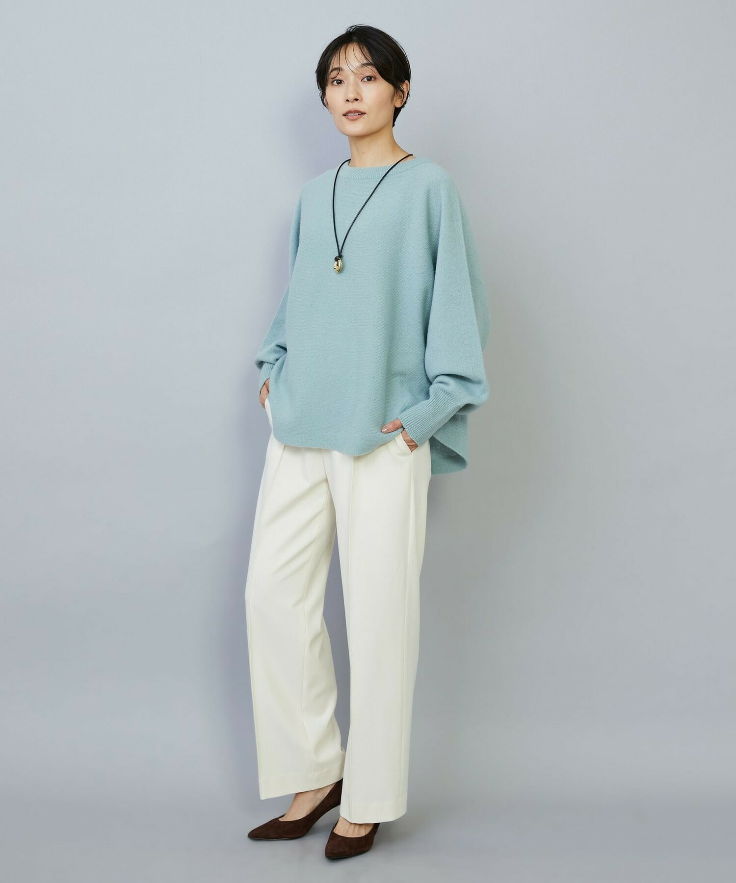 【MOGA】【Lサイズ】バッグブラッシュストレッチストレートパンツ 詳細画像 ブラック 9