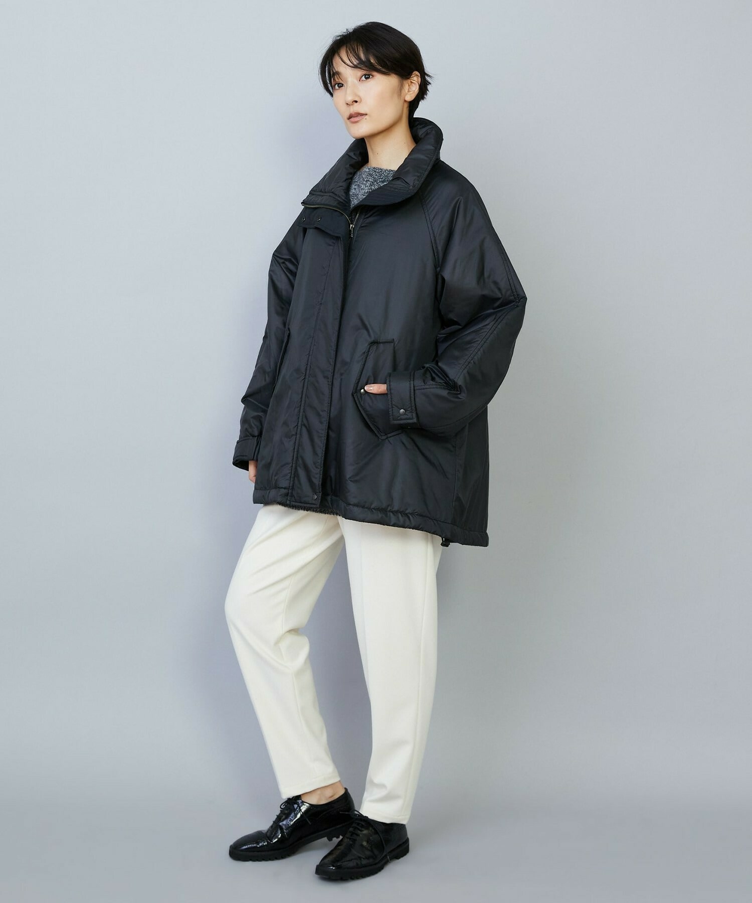 【MOGA】【Lサイズ】ダブルウォームストレッチイージーテーパードパンツ 詳細画像 ブラック 13