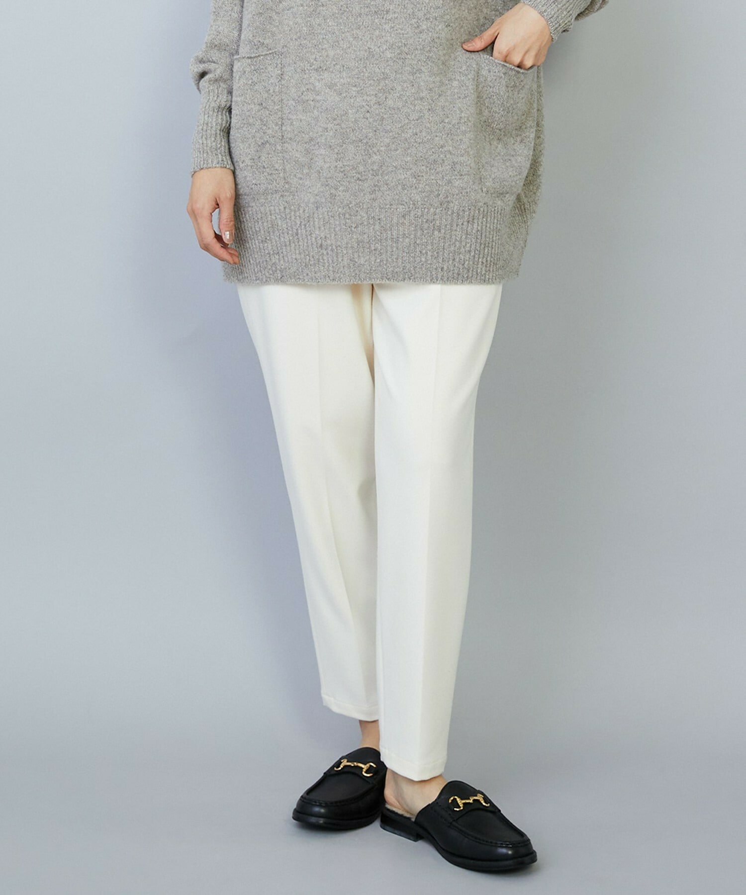 【MOGA】【Lサイズ】ダブルウォームストレッチイージーテーパードパンツ 詳細画像 オフホワイト 2