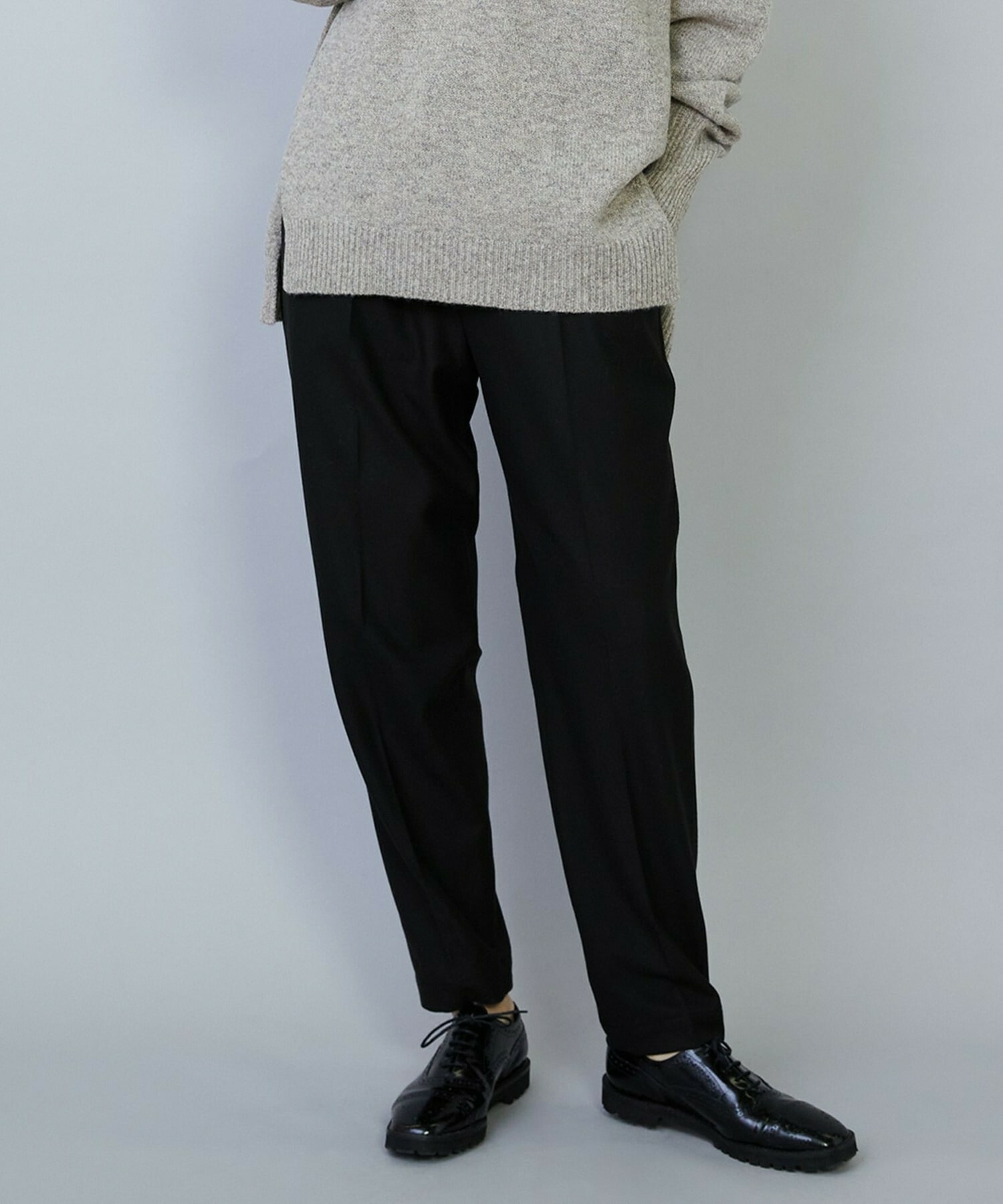 【MOGA】【Lサイズ】ダブルウォームストレッチイージーテーパードパンツ 詳細画像 ブラック 2