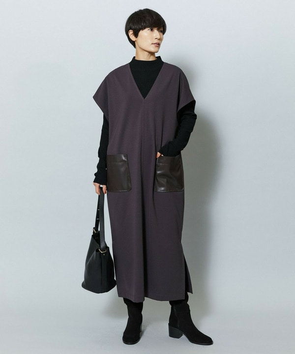 【Lサイズ】コットンナイロンポンチジャンパースカート 詳細画像 ダークブラウン 2