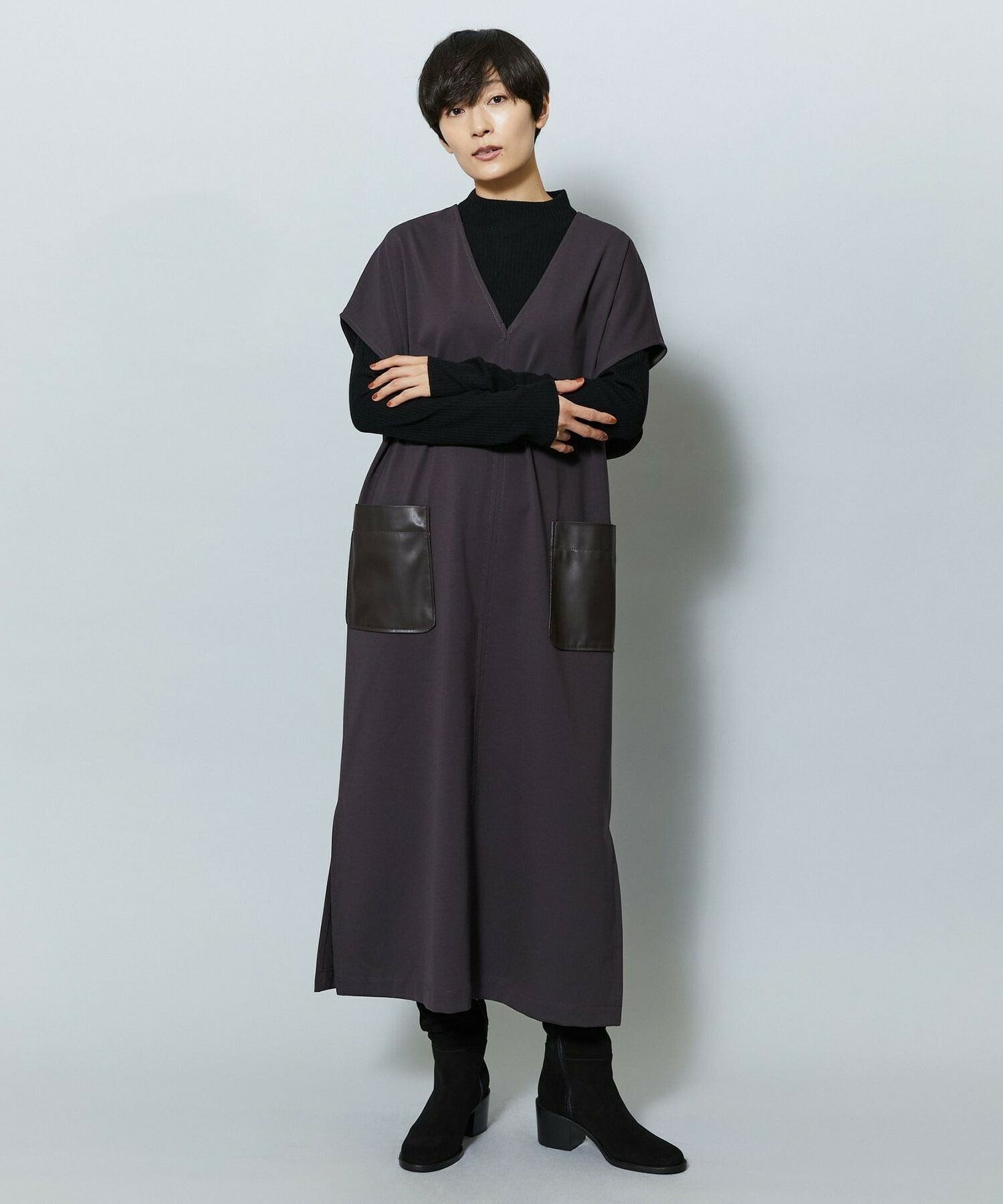 【MOGA】【Lサイズ】コットンナイロンポンチジャンパースカート 詳細画像 ネイビー 10