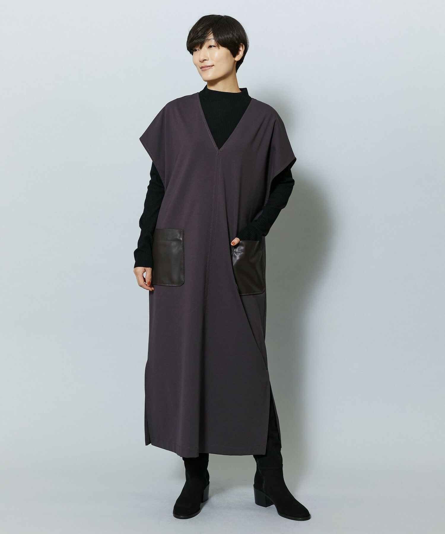 【MOGA】【Lサイズ】コットンナイロンポンチジャンパースカート 詳細画像 ネイビー 16