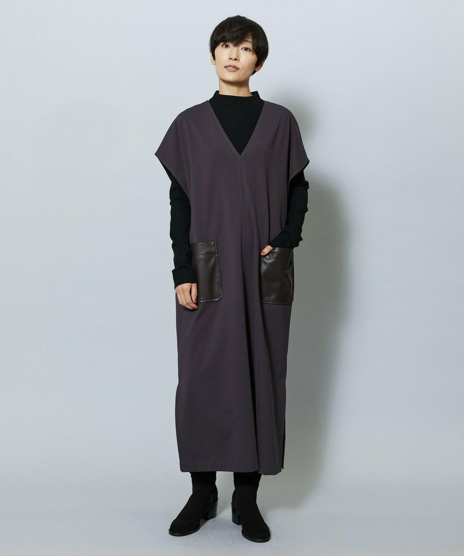 【MOGA】【Lサイズ】コットンナイロンポンチジャンパースカート 詳細画像 ネイビー 17