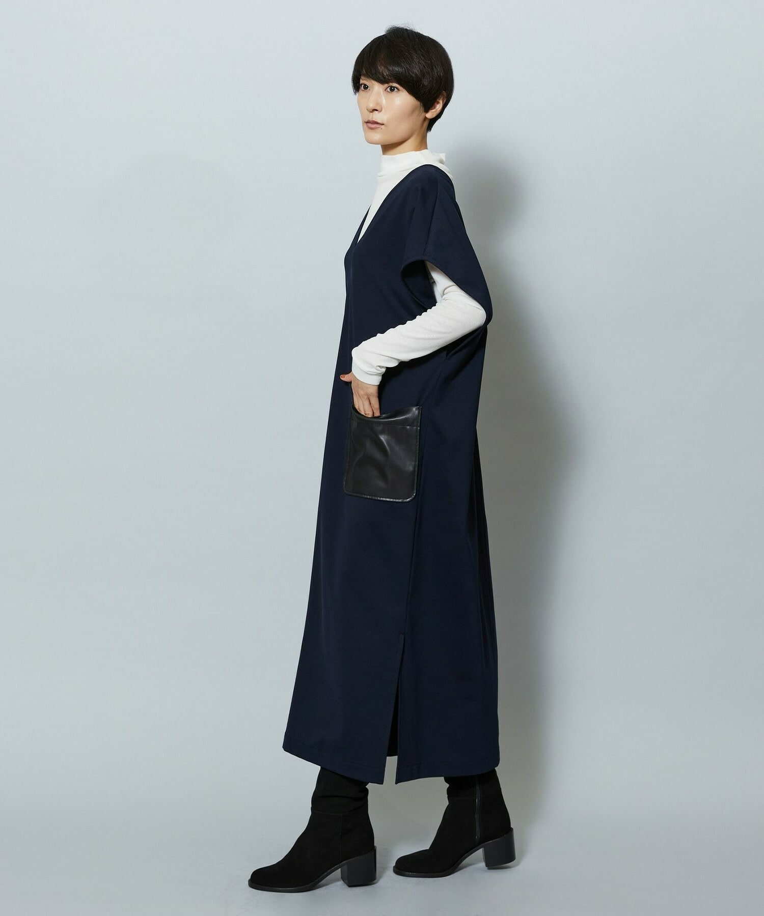 【MOGA】【Lサイズ】コットンナイロンポンチジャンパースカート 詳細画像 ネイビー 21