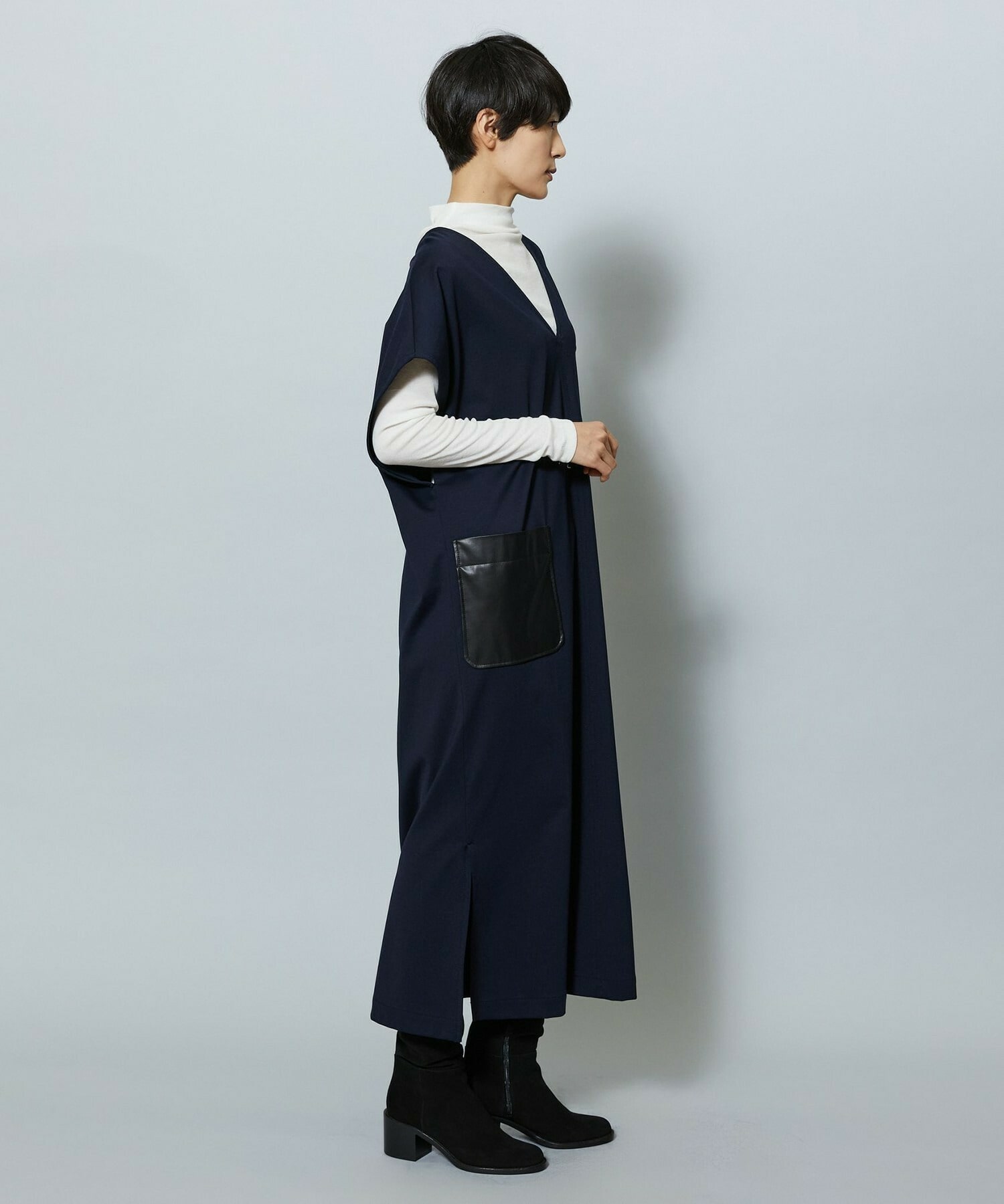 【MOGA】【Lサイズ】コットンナイロンポンチジャンパースカート 詳細画像 ネイビー 23