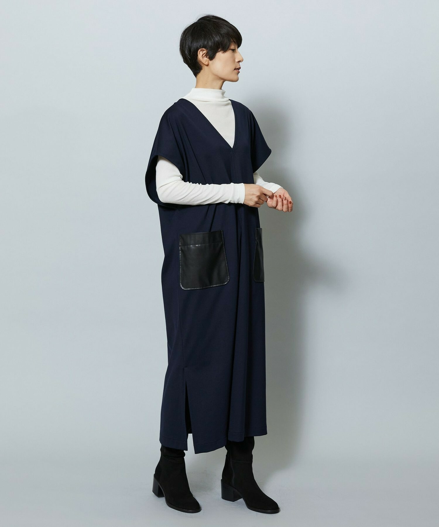 【MOGA】【Lサイズ】コットンナイロンポンチジャンパースカート 詳細画像 ネイビー 24