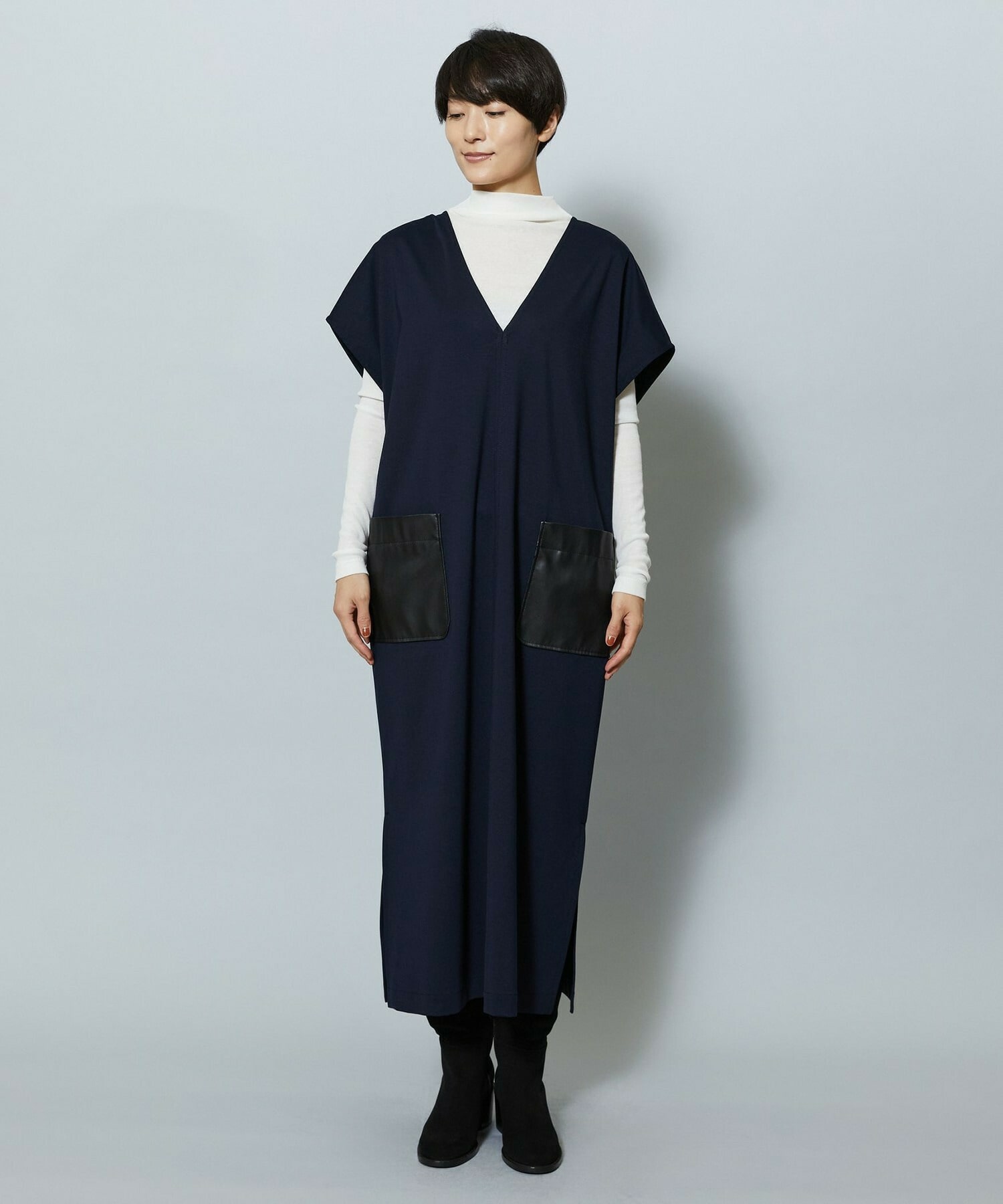 【MOGA】【Lサイズ】コットンナイロンポンチジャンパースカート 詳細画像 ネイビー 27