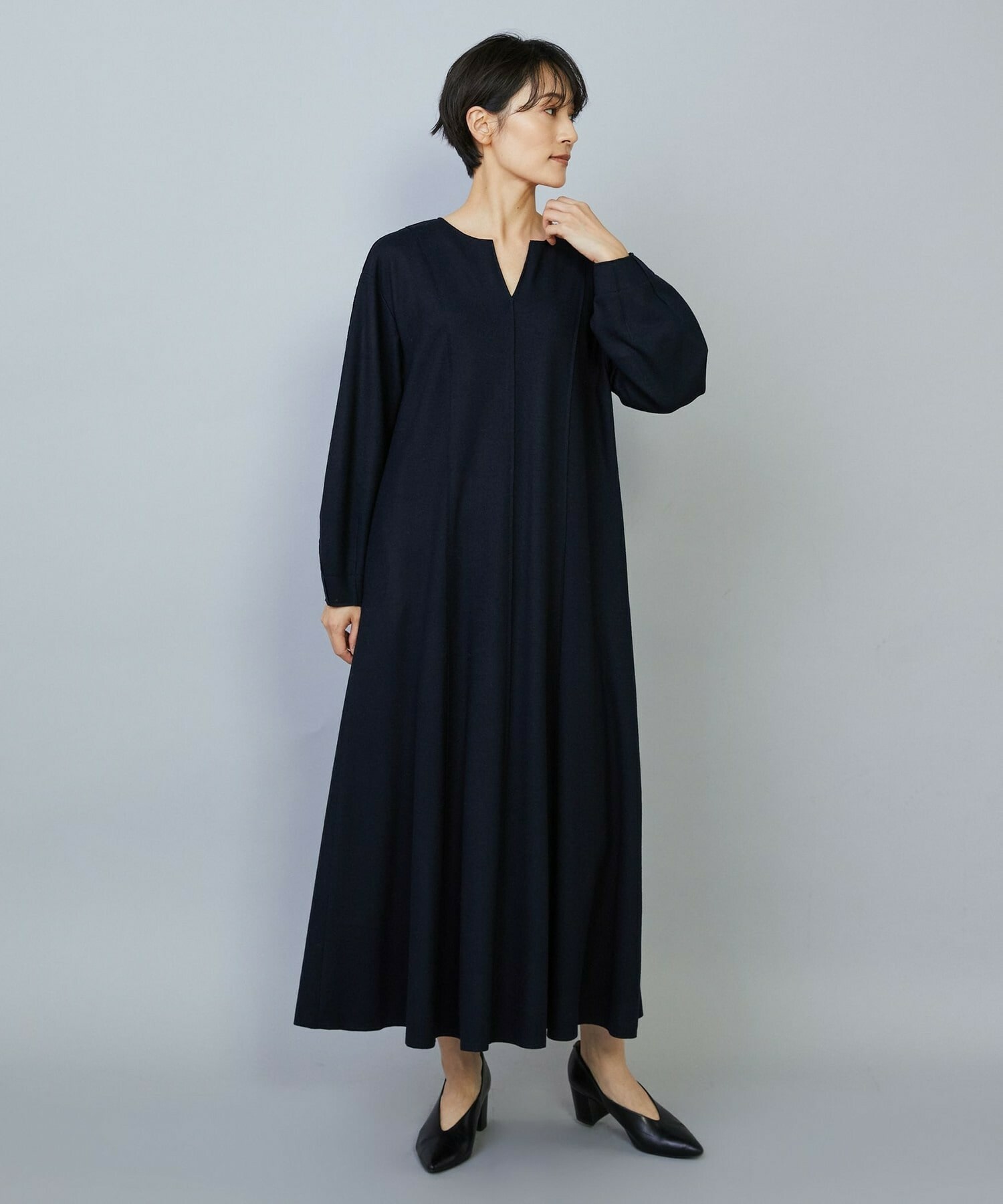【MOGA】【Lサイズ】ミルド天竺フレアーシルエットワンピース 詳細画像 ネイビー 11