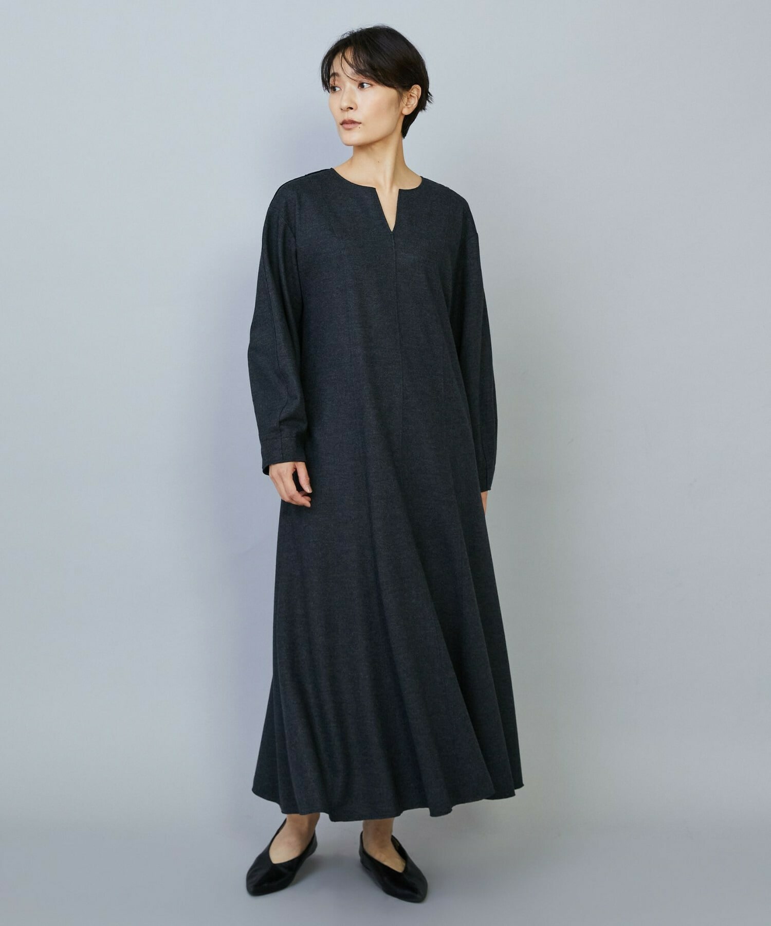 【MOGA】【Lサイズ】ミルド天竺フレアーシルエットワンピース 詳細画像 ネイビー 13