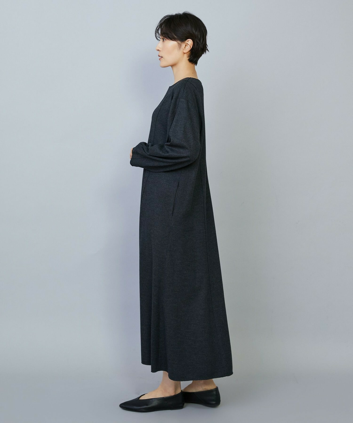 【MOGA】【Lサイズ】ミルド天竺フレアーシルエットワンピース 詳細画像 ネイビー 15