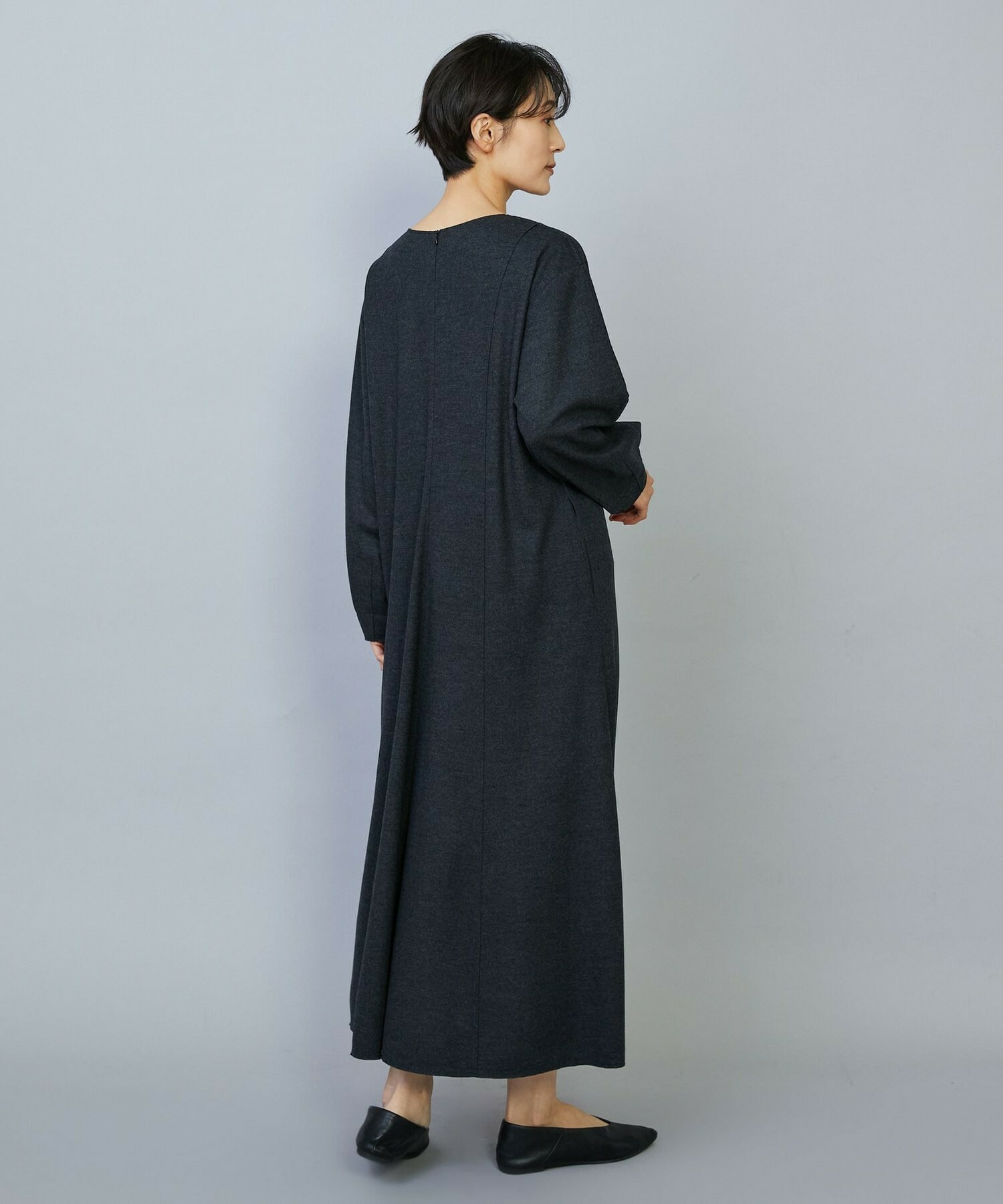 【MOGA】【Lサイズ】ミルド天竺フレアーシルエットワンピース 詳細画像 ネイビー 17