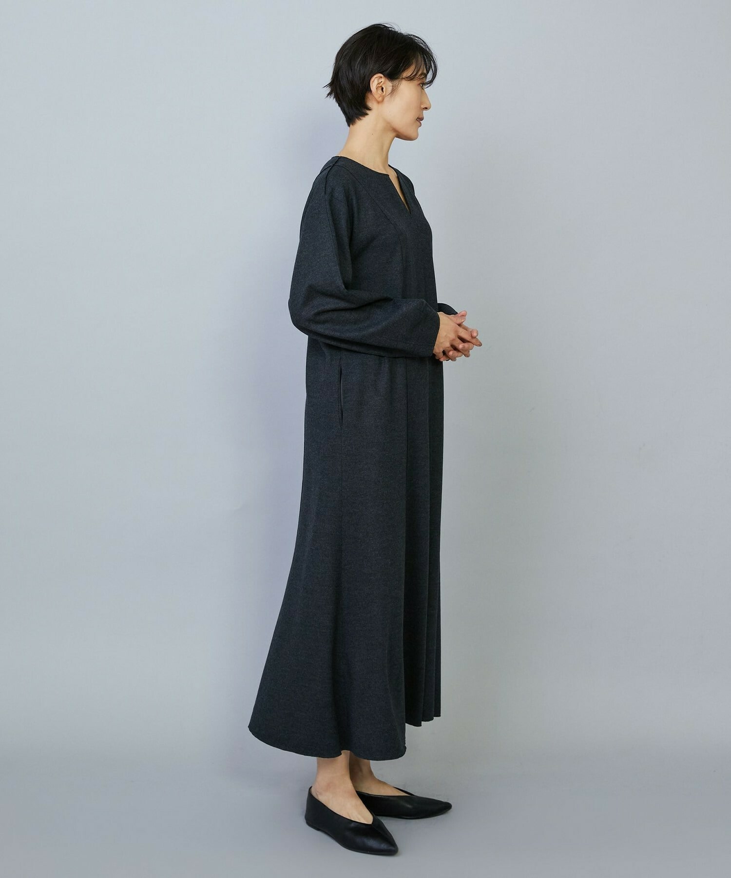 【MOGA】【Lサイズ】ミルド天竺フレアーシルエットワンピース 詳細画像 ネイビー 18