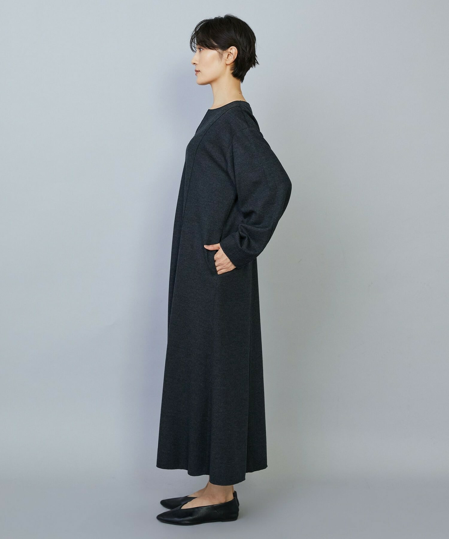 【MOGA】【Lサイズ】ミルド天竺フレアーシルエットワンピース 詳細画像 ネイビー 21