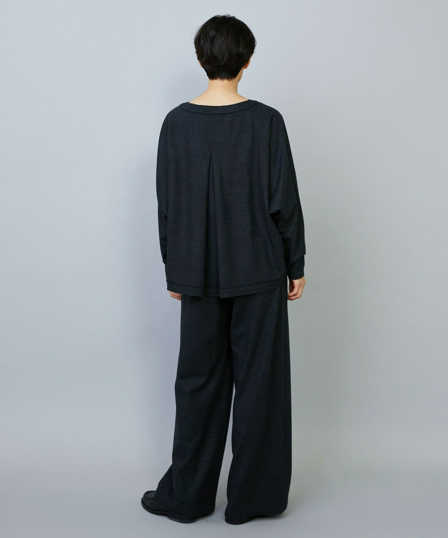 【MOGA】【Lサイズ】ミルド天竺Vネックトップス 詳細画像 チャコールグレー 7