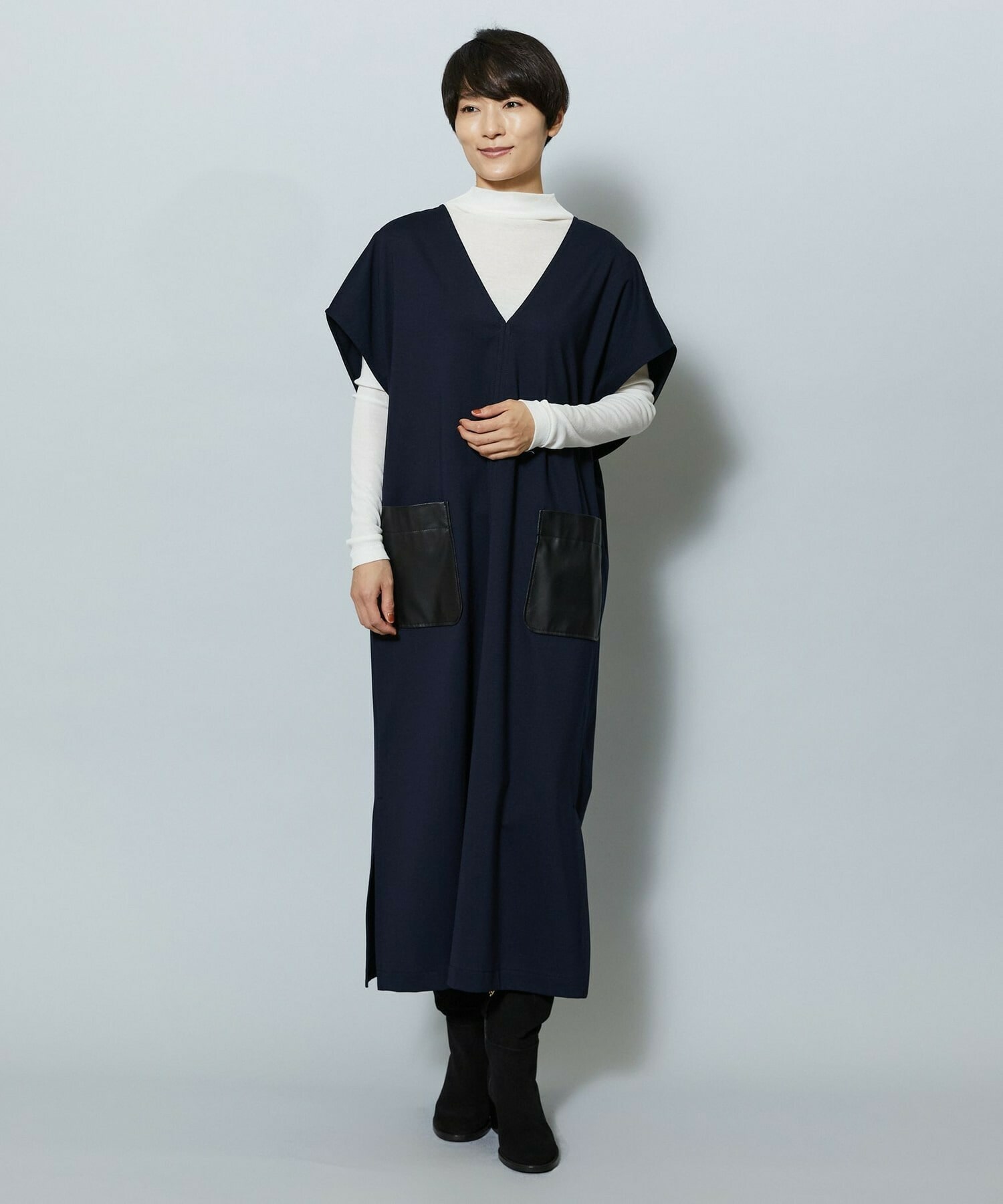 【MOGA】【Lサイズ】コットンテレコハイネックインナー 詳細画像 ブラック 12