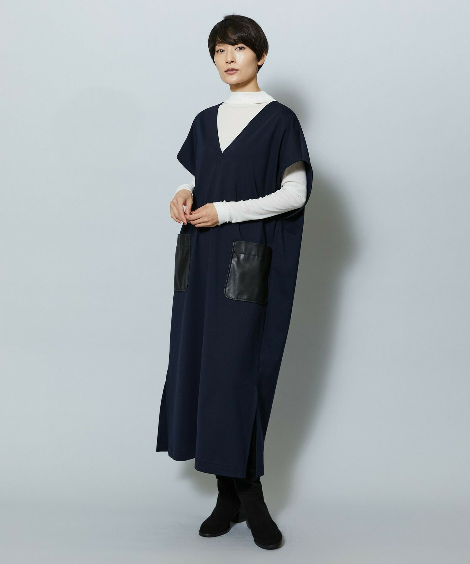 【MOGA】【Lサイズ】コットンテレコハイネックインナー 詳細画像 ブラック 13