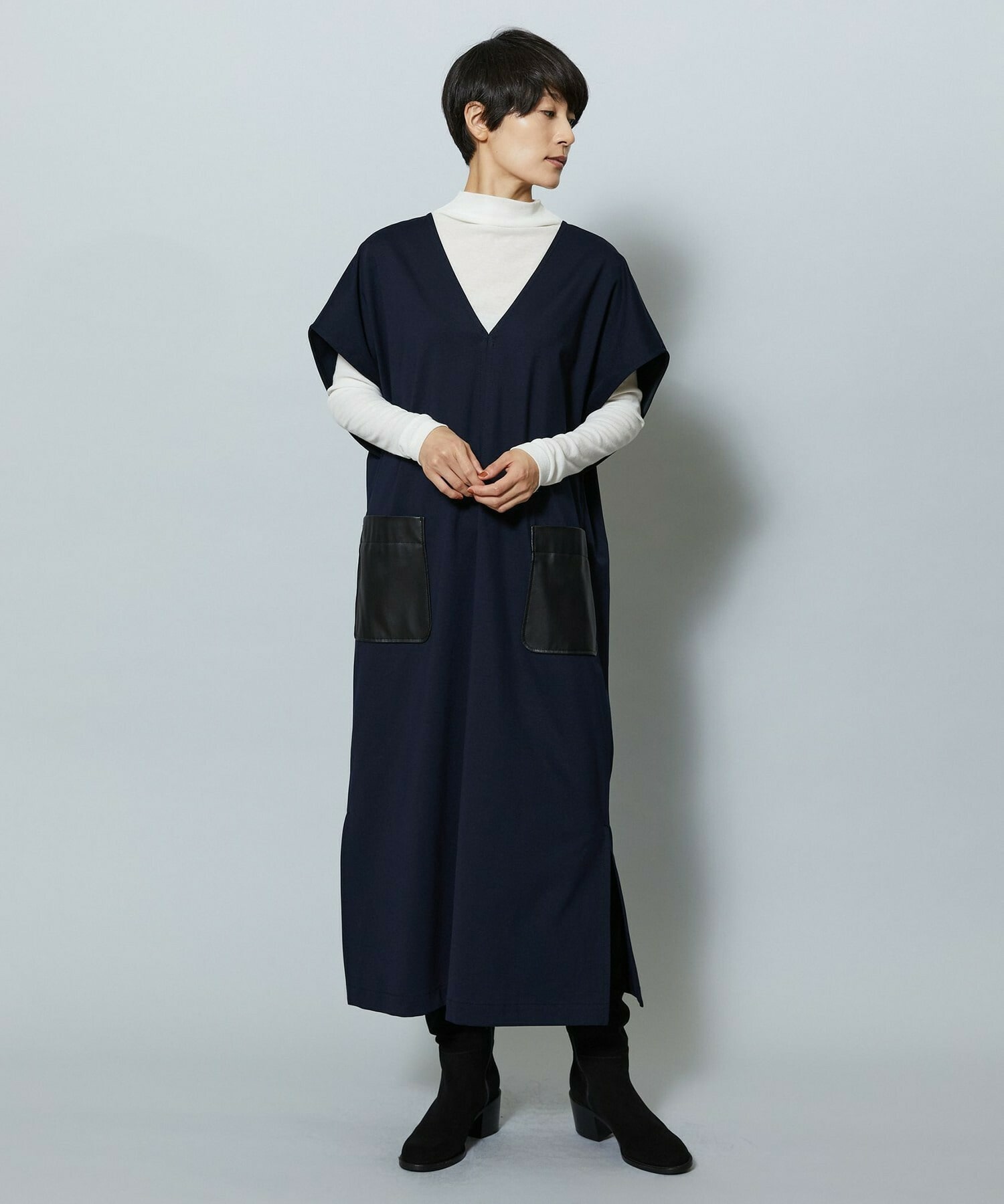 【MOGA】【Lサイズ】コットンテレコハイネックインナー 詳細画像 ブラック 16