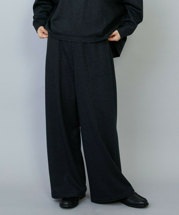 ［eclat 2026年2・3月合併号掲載商品］【Lサイズ】ミルド天竺ワイドパンツ 詳細画像 チャコールグレー 2