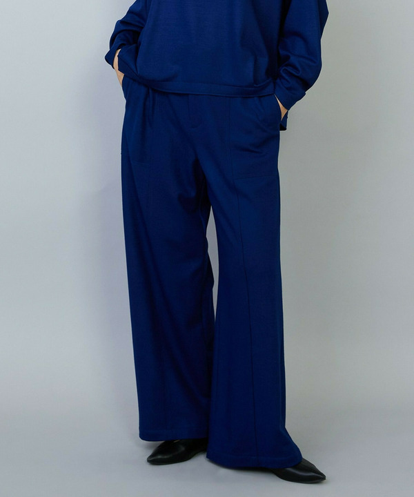 ［eclat 2026年2・3月合併号掲載商品］【Lサイズ】ミルド天竺ワイドパンツ 詳細画像 ブルー 2