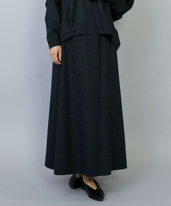 【Lサイズ】ミルド天竺フレアースカート 詳細画像 チャコールグレー 2