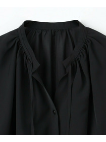 【MOGA】【Lサイズ】フラットシアーボイルラグランスリーブブラウス 詳細画像 ブラック 1