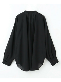 【MOGA】【Lサイズ】フラットシアーボイルラグランスリーブブラウス 詳細画像 ブラック 5