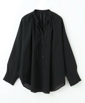 【MOGA】【Lサイズ】フラットシアーボイルラグランスリーブブラウス 詳細画像 ブラック 1