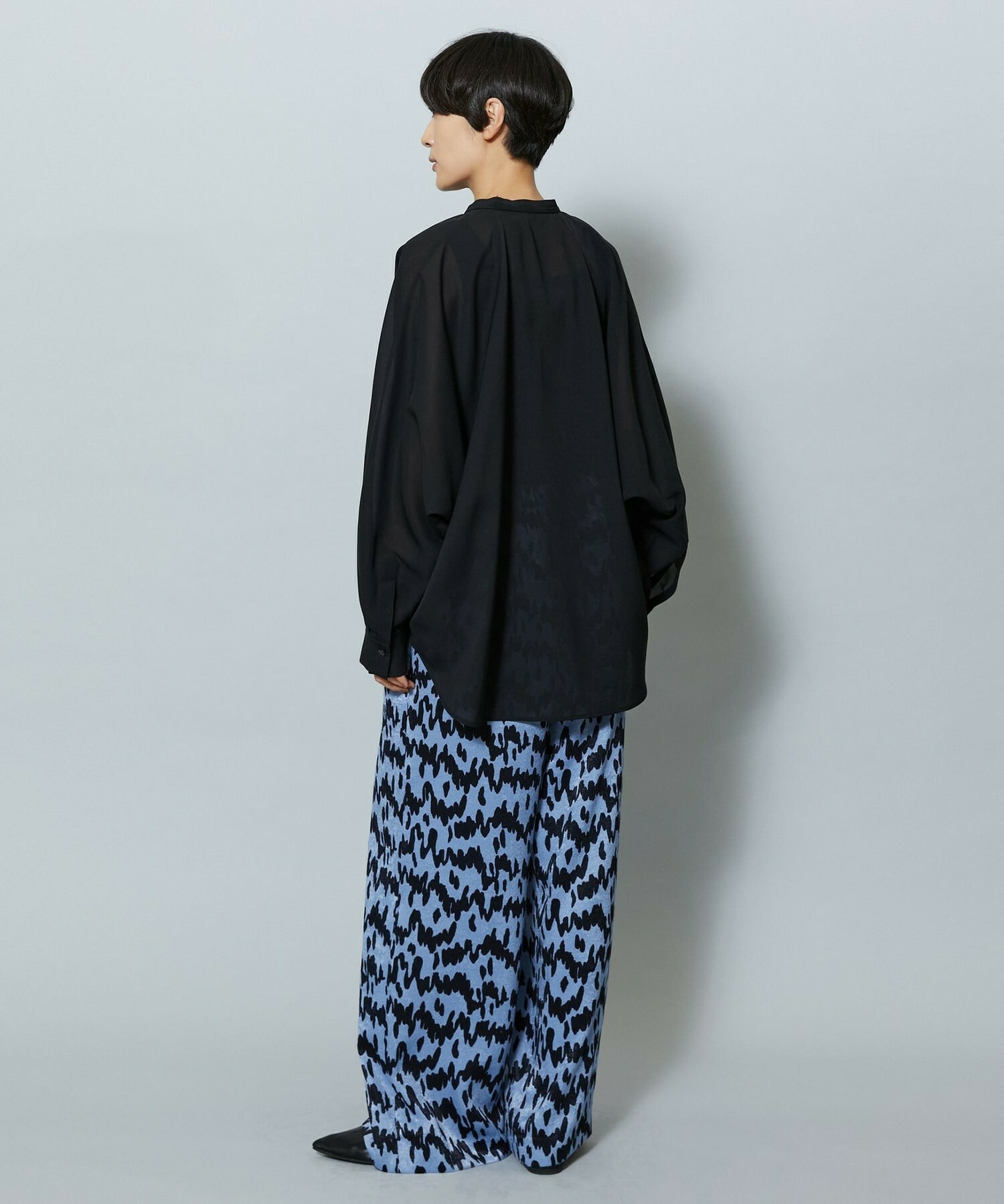 【MOGA】【Lサイズ】フラットシアーボイルラグランスリーブブラウス 詳細画像 ブラック 10