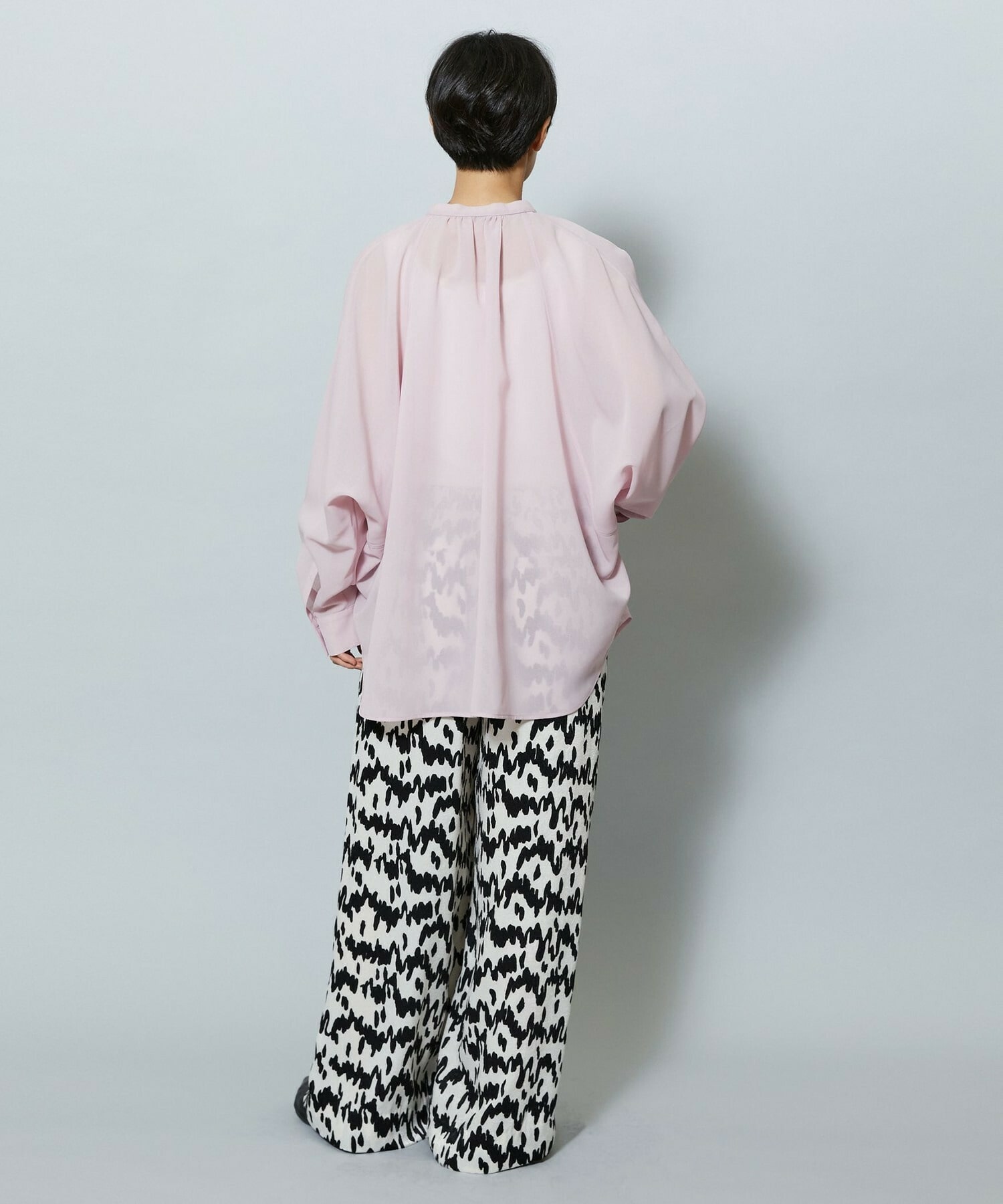 【MOGA】【Lサイズ】フラットシアーボイルラグランスリーブブラウス 詳細画像 ブラック 20