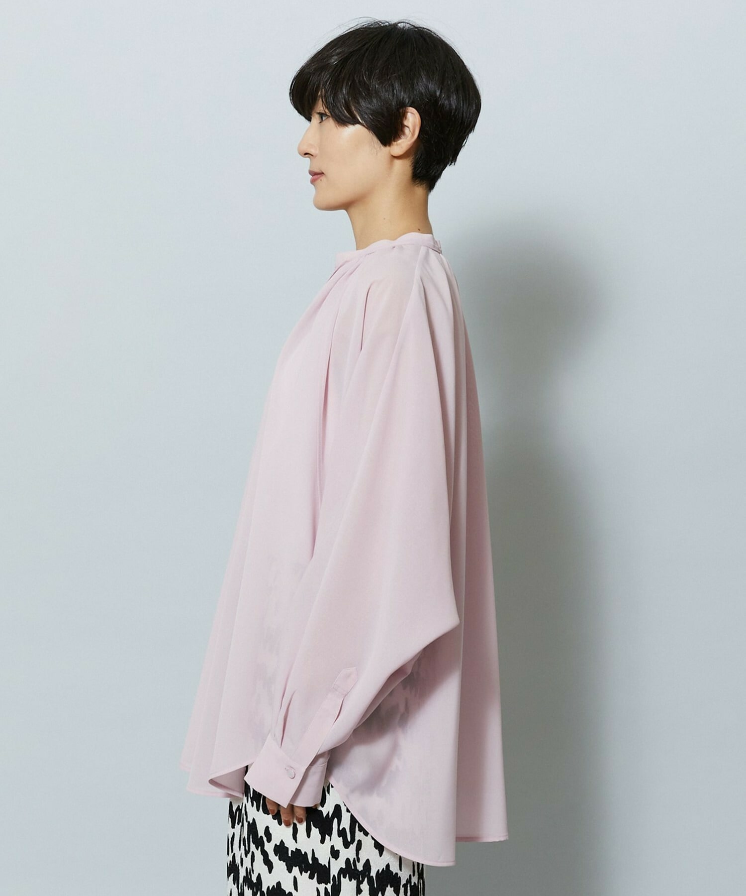 【MOGA】【Lサイズ】フラットシアーボイルラグランスリーブブラウス 詳細画像 ブラック 25