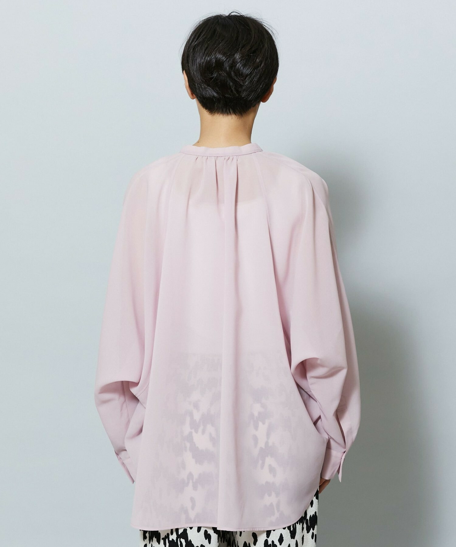 【MOGA】【Lサイズ】フラットシアーボイルラグランスリーブブラウス 詳細画像 ブラック 26