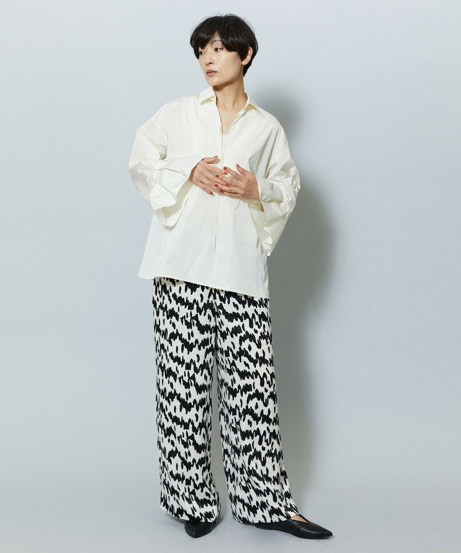 【MOGA】【Lサイズ】メモリーマイクロタフタプルオーバーシャツ 詳細画像 アイボリー 20