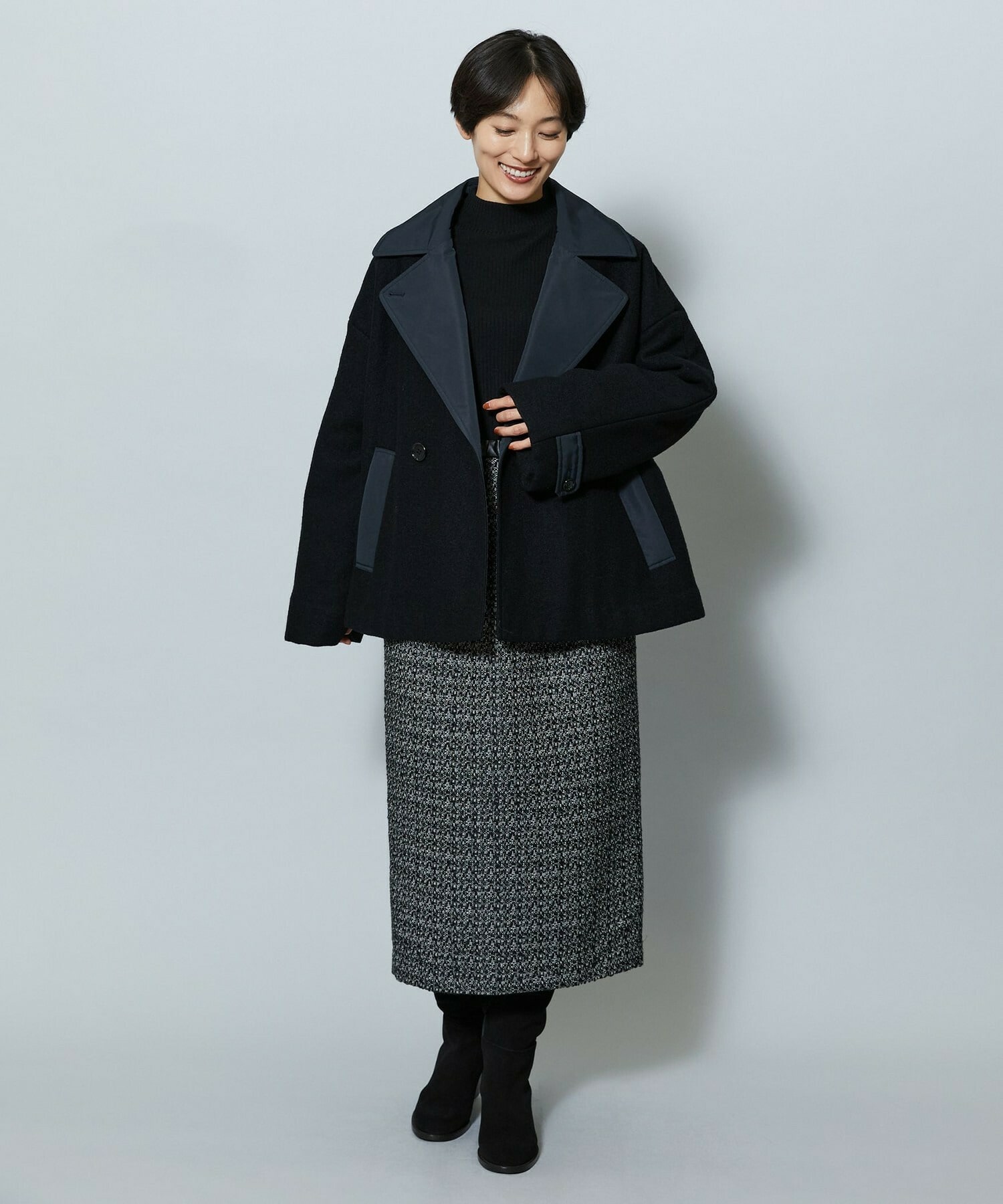 【MOGA】【Lサイズ】ウーリング圧縮テーラードコート 詳細画像 チャコールグレー 13