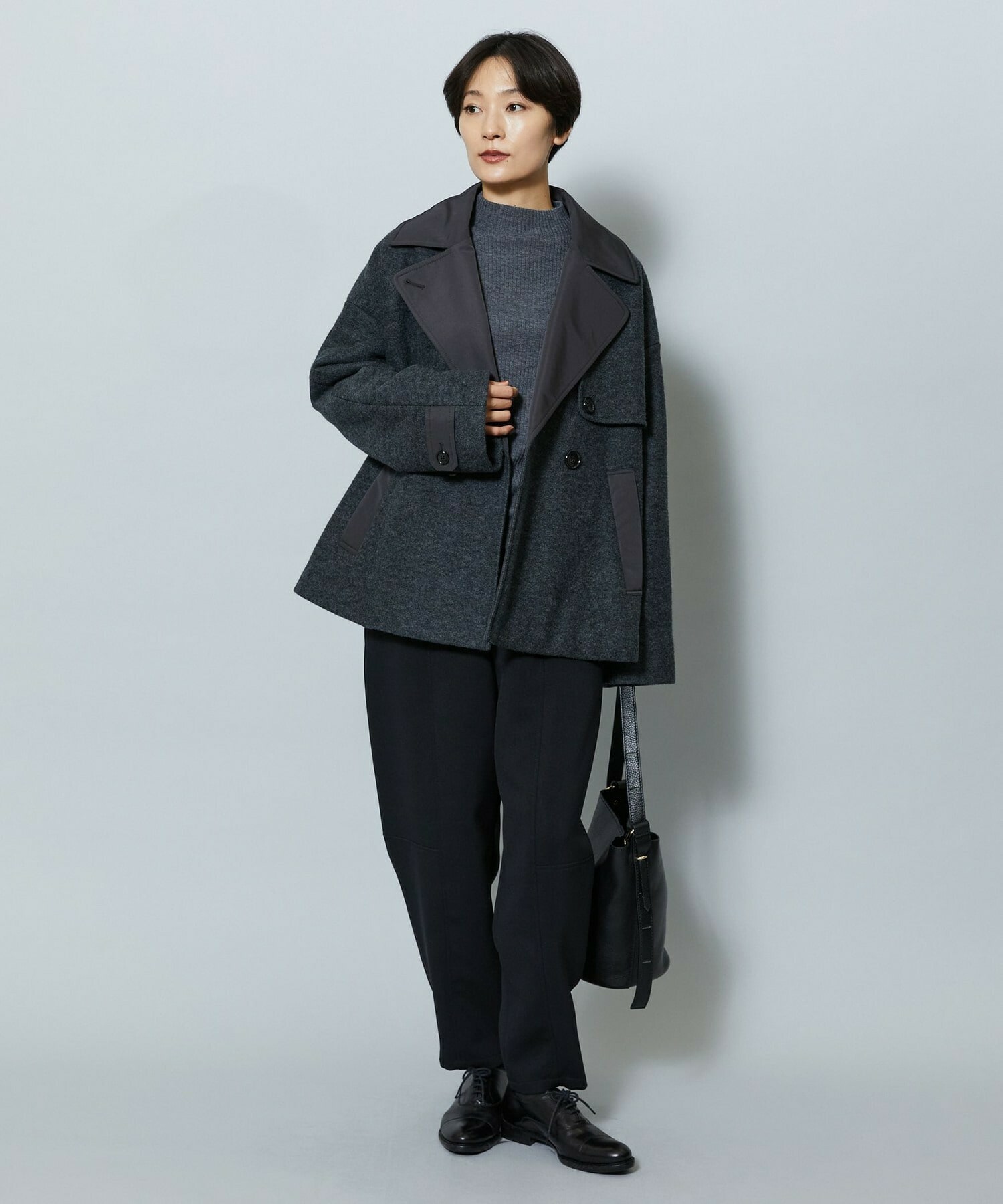 【MOGA】【Lサイズ】ウーリング圧縮テーラードコート 詳細画像 チャコールグレー 18