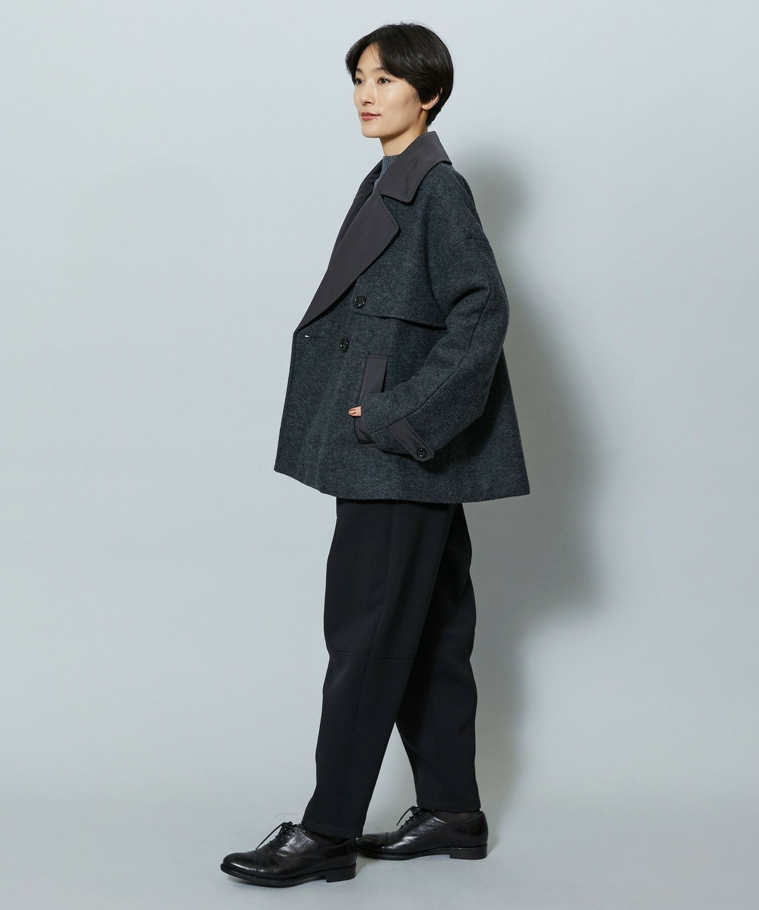 【MOGA】【Lサイズ】ウーリング圧縮テーラードコート 詳細画像 チャコールグレー 22