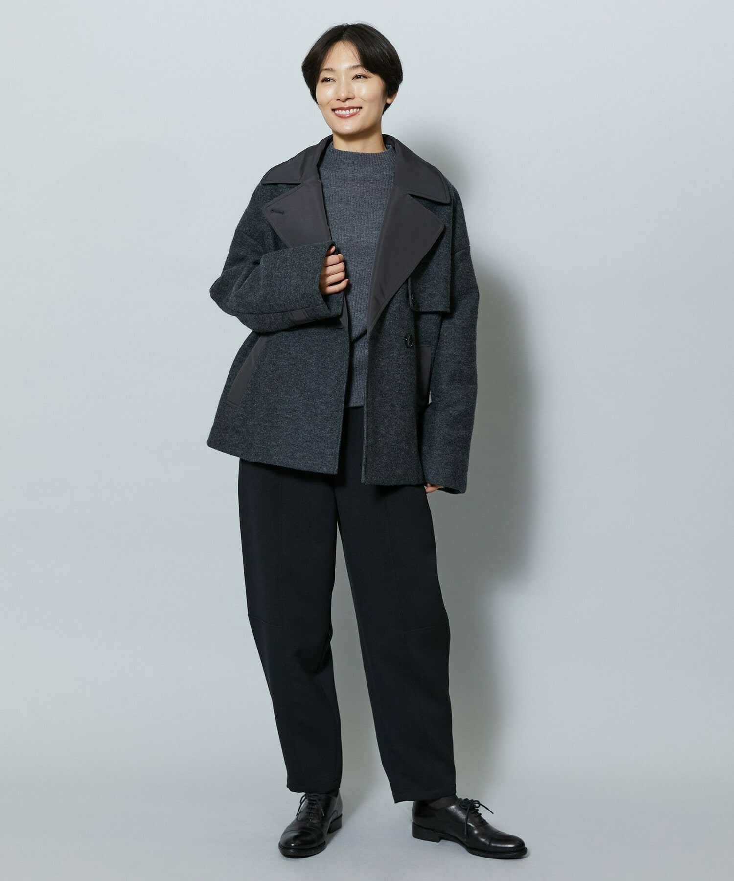 【MOGA】【Lサイズ】ウーリング圧縮テーラードコート 詳細画像 チャコールグレー 25