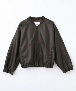 【MOGA】【Lサイズ】ソフトフェイクレザードルマンショートブルゾン 詳細画像 ダークブラウン 1