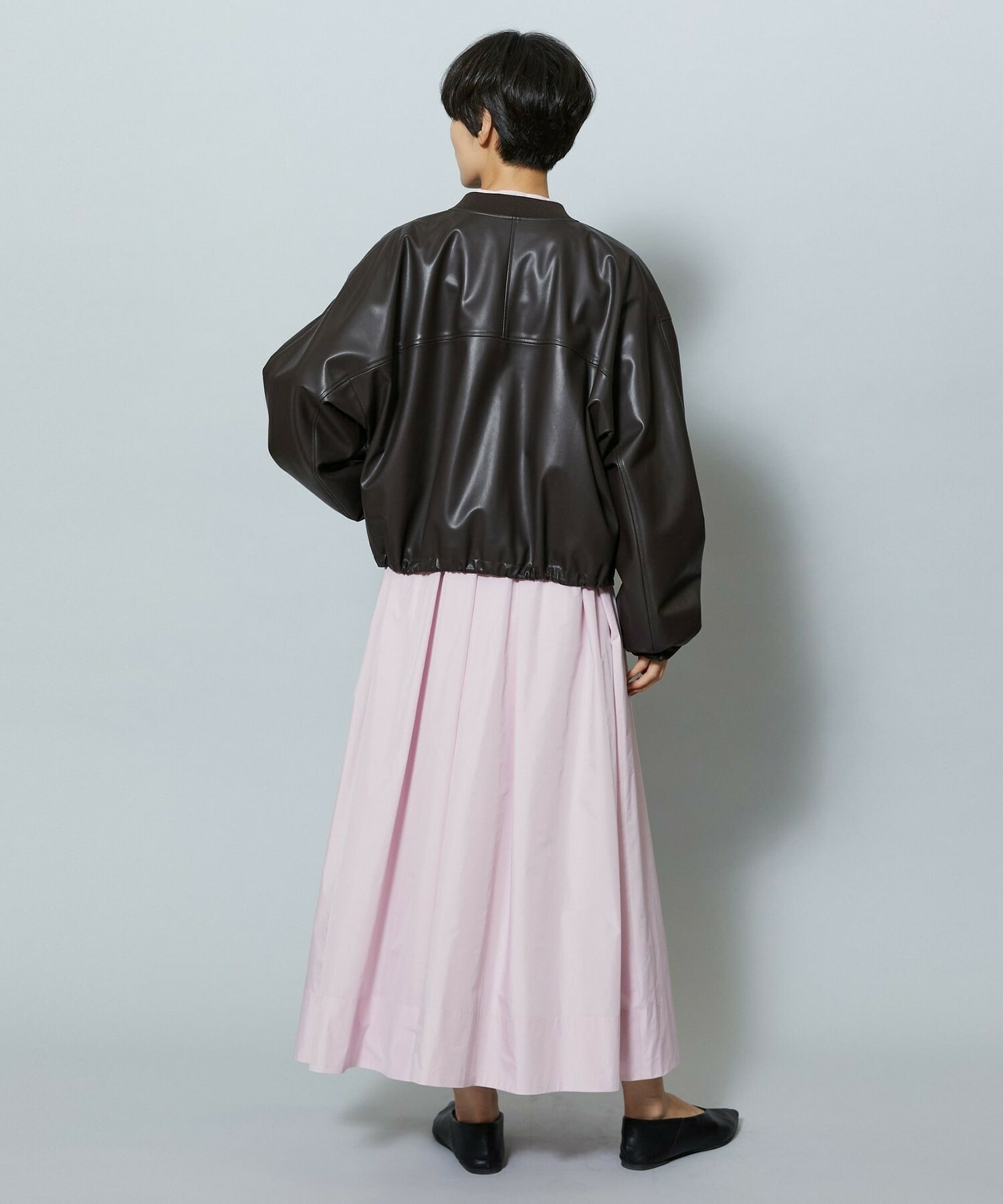 【MOGA】【Lサイズ】ソフトフェイクレザードルマンショートブルゾン 詳細画像 ダークブラウン 11