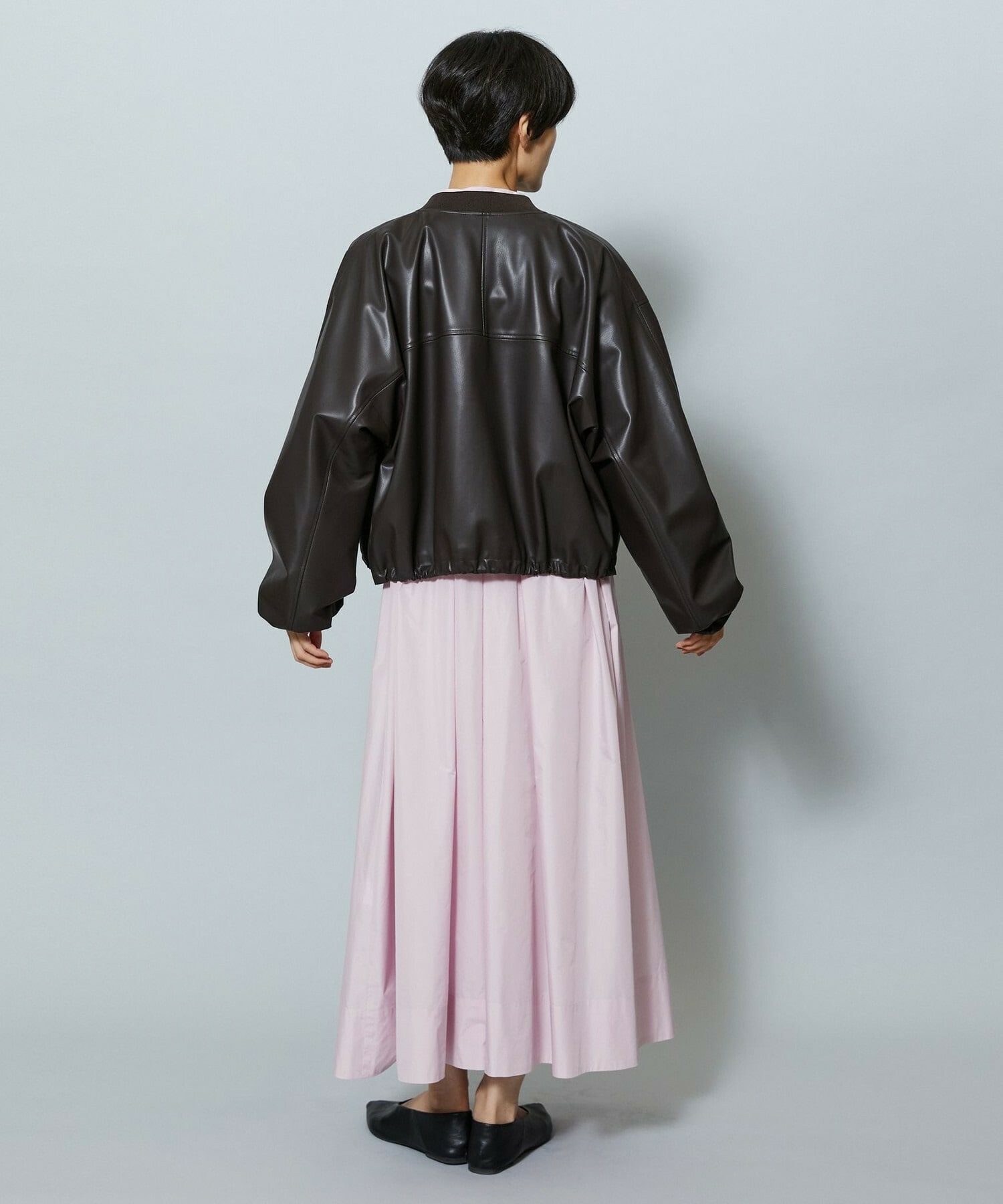 【MOGA】【Lサイズ】ソフトフェイクレザードルマンショートブルゾン 詳細画像 ダークブラウン 12