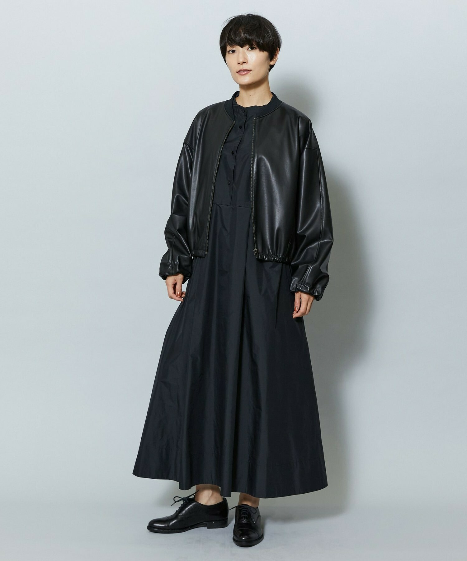 【MOGA】【Lサイズ】ソフトフェイクレザードルマンショートブルゾン 詳細画像 ダークブラウン 14